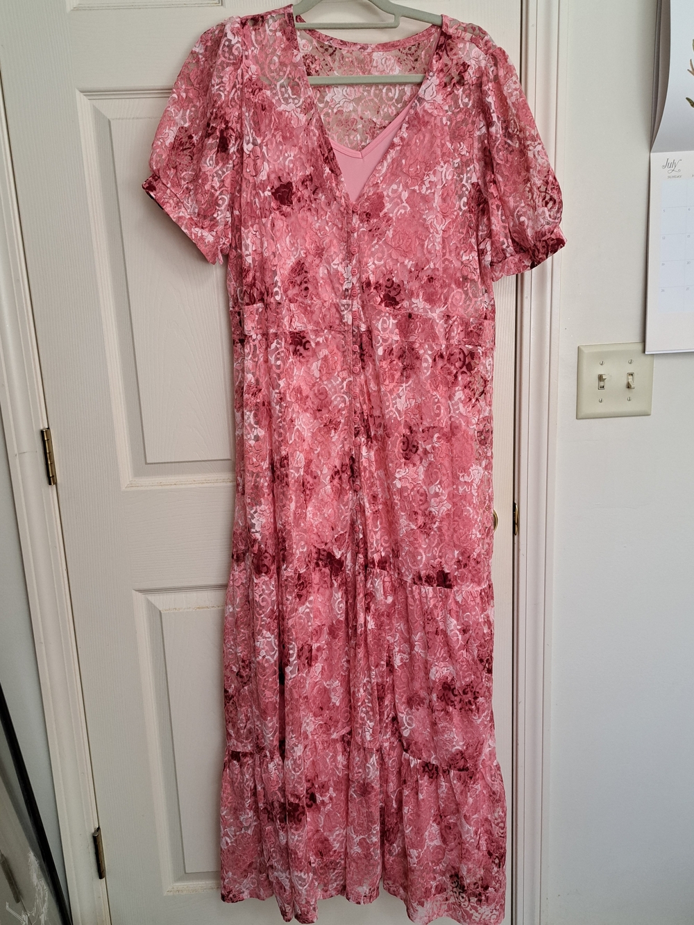 Torrid Pink Floral Lace Maxi Dress
